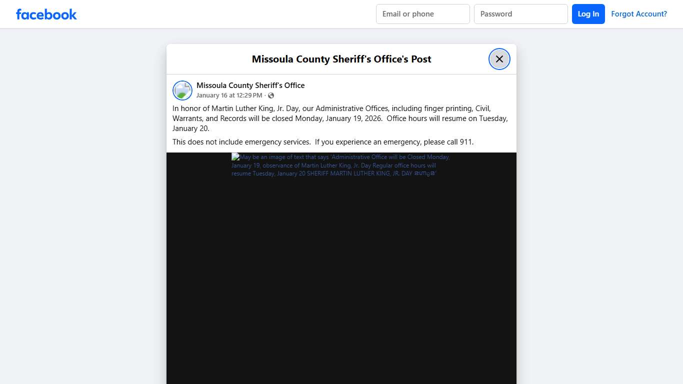 In honor of Martin... - Missoula County Sheriff's Office Facebook